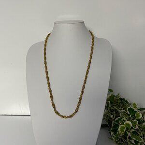 Vintage Gold Tone Rope Chain Necklace Classic Minimalist 30 inch